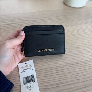 Michael Kors Black Jet Set Travel Wallet with Gold Logo